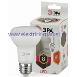 Лампа светодиодная Эра LED R63-8W-827-E27 (диод, рефлектор, 8Вт, тепл, E27)