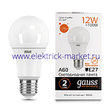 Gauss Лампа Elementary A60 12W 1130lm 3000K E27 LED