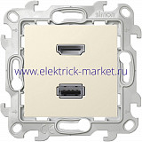 Simon 24 Слоновая кость Коннектор HDMI+USB 2.0 2411095-031