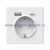 Systeme Electric ArtGallery Лотос Розетка 16А с 2 USB A+C, 5В/2,4А/3,0А, 2х5В/1,5А, механизм GAL001332