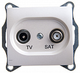 Schneider Electric Glossa Розетка TV-SAT проходная 4DB механизм Перламутр GSL000698