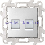 Simon 24 Алюминий Розетка для передачи данных 2xRJ45 Cat.5e UTP 2450593-033