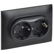 Розетка 2-м SKANDY 16А с заземл. защ. шторки в сборе SK-R07Bl черн. IEK SK-R24-16-K02-F