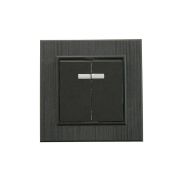 Выключатель 2-клав. с подсветкой Karea LINE STAR чер.Makel 86054023