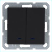 Выключатель 2-кл. 10А IP20 с подсветкой механизм черн. матовый soft touch Jasmart G3023NPB