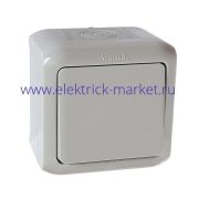 Legrand Quteo Сер Выключатель 1-клавишный IP44 10А