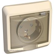 Systeme Electric Этюд Крем Розетка 1-ая с/з с защитными шторками с крышкой IP44  PC16-044K