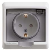 Systeme Electric Этюд Розетка 1-ая с/з с защитными шторками с крышкой IP44 Белый PC16-044B