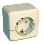 Systeme Electric Этюд Розетка с заземлением без шторок 16А открытая установка Кремовый PA16-003K