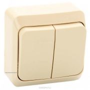 Systeme Electric Этюд Выключатель двухклавишный 10АХ открытая установка Кремовый BA10-002K
