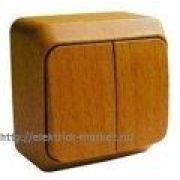 Systeme Electric Этюд Выключатель двухклавишный 10АХ открытая установка Бук BA10-002T