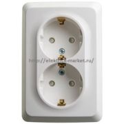 Systeme Electric Этюд Розетка двойная угловая со шторками с заземлением открытая установка Белый PA16-108B