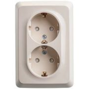 Systeme Electric Этюд Розетка двойная угловая со шторками с заземлением открытая установка Кремовый PA16-108K