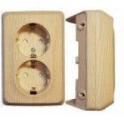 Systeme Electric Этюд Розетка двойная угловая со шторками с заземлением открытая установка Сосна PA16-108D