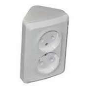 Systeme Electric Этюд Розетка двойная угловая без заземления без шторок открытая установка Белый PA16-105B