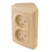 Systeme Electric Этюд Розетка двойная угловая без заземления без шторок открытая установка Кремовый PA16-105K