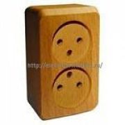 Systeme Electric Этюд Розетка двойная угловая без заземления без шторками открытая установка Бук PA16-105T