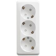 Systeme Electric Этюд Розетка тройная с заземлением со шторками 16А открытая установка Белый PA16-012B