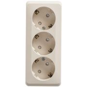 Systeme Electric Этюд Розетка тройная с заземлением со шторками 16А открытая установка Кремовый PA16-012K