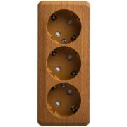 Systeme Electric Этюд Розетка тройная с заземлением со шторками 16А открытая установка Бук PA16-012T