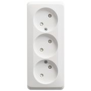 Systeme Electric Этюд Розетка тройная без заземления со шторками 16А открытая установка Белый PA16-010B