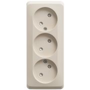 Systeme Electric Этюд Розетка тройная без заземления со шторками 16А открытая установка Кремовый