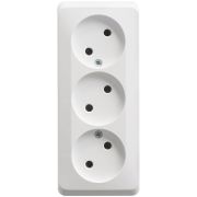 Systeme Electric Этюд Розетка тройная без заземления без шторок 16А открытая установка Белый