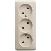 Systeme Electric Этюд Розетка тройная без заземления без шторок 16А открытая установка Кремовый PA16-009K