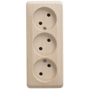 Systeme Electric Этюд Розетка тройная без заземления без шторок 16А открытая установка Сосна  PA16-009D