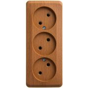 Systeme Electric Этюд Розетка тройная без заземления без шторок 16А открытая установка Бук  PA16-009T