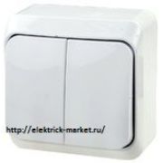 Systeme Electric Этюд Выключатель двухклавишный с подсветкой 10АХ открытая установка Белый BA10-006B