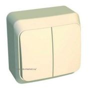 Systeme Electric Этюд Выключатель двухклавишный с подсветкой 10АХ открытая установка Кремовый BA10-006K