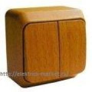 Systeme Electric Этюд Выключатель двухклавишный с подсветкой 10АХ открытая установка Бук BA10-006T