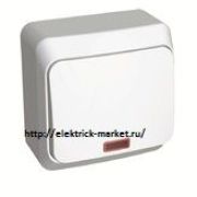 Systeme Electric Этюд Выключатель одноклавишный с подсветкой 10АХ открытая установка Белый BA10-005B