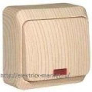 Systeme Electric Этюд Выключатель одноклавишный с подсветкой 10АХ открытая установка Сосна BA10-005D