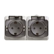 Systeme Electric Этюд Розетка IP44 двойная со шторками с крышкой 16А Белый PA16-244B