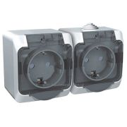 Systeme Electric Этюд Розетка IP44 двойная со шторками с крышкой 16А Серый PA16-244C