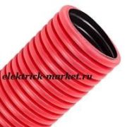 Промрукав Гофра двустенная 90 ПЭ гибкая тип 450 с зондом для прокладки кабеля Красная