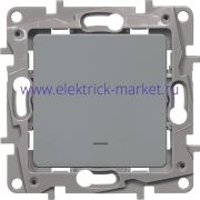 Legrand Etika Алюм Выключатель 1-клавишный с подсветкой/индикацией, авт.клеммы, 10 AX, 250 В 672403