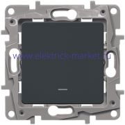Legrand Etika Антрацит Выключатель 1-клавишный с подсветкой/индикацией, авт.клеммы, 10 AX, 250 В 672603