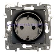 Legrand Etika Антрацит Розетка с/з, винт. клеммы, 16А, 250 В 672621