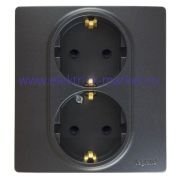 Legrand Etika Антрацит Розетка 2-ая с/з, винт. клеммы, 16А, 250 В 672623