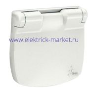 Legrand Valena Allure Лицевая панель для розетки 2К+З с крышкой Белая