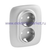 Legrand Valena Allure Лицевая панель для двойной силовой розетки 2х2К+З Алюминий
