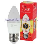 Лампа светодиодная Эра ECO LED B35-6W-827-E27 (диод, свеча, 6Вт, тепл, E27)
