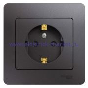 Systeme Electric Glossa Графит Розетка с/з со шторками (в сборе) GSL001344