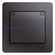 Systeme Electric Glossa Графит Розетка с/з со шторками с крышкой IP20 (в сборе) GSL001346