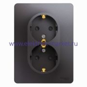 Systeme Electric Glossa Графит Розетка 2-ая с/з со шторками (в сборе) GSL001326