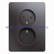 Systeme Electric Glossa Графит Розетка 2-ая б/з (в сборе) GSL001320