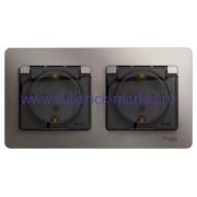 Systeme Electric Glossa Платина Розетка 2-ая с/з, со шторками, в сборе, IP44 GSL001247